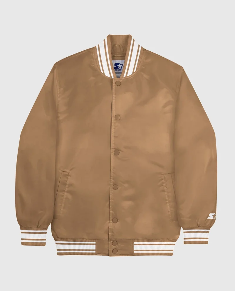 Starter Locker Room Full-Snap Satin Jacket Wheat