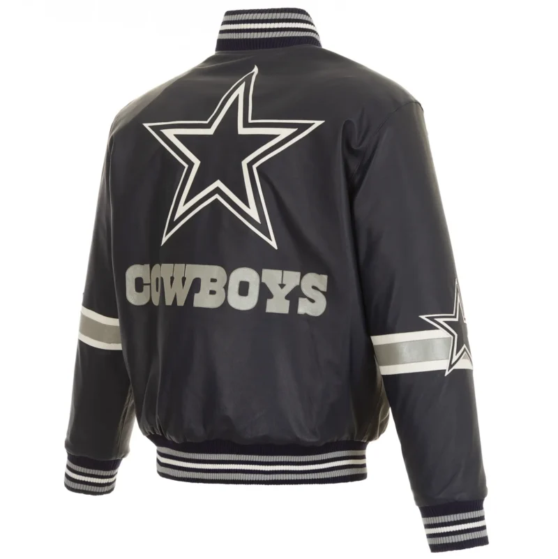 Dallas Cowboys Black Leather Varsity Jacket - Image 2