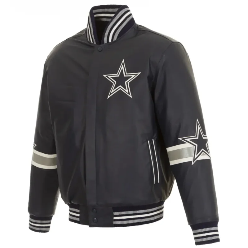 Dallas Cowboys Black Leather Varsity Jacket