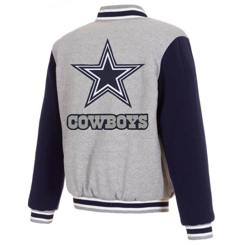 Dallas Cowboys Wool Varsity Jacket Gray & Navy - Image 2