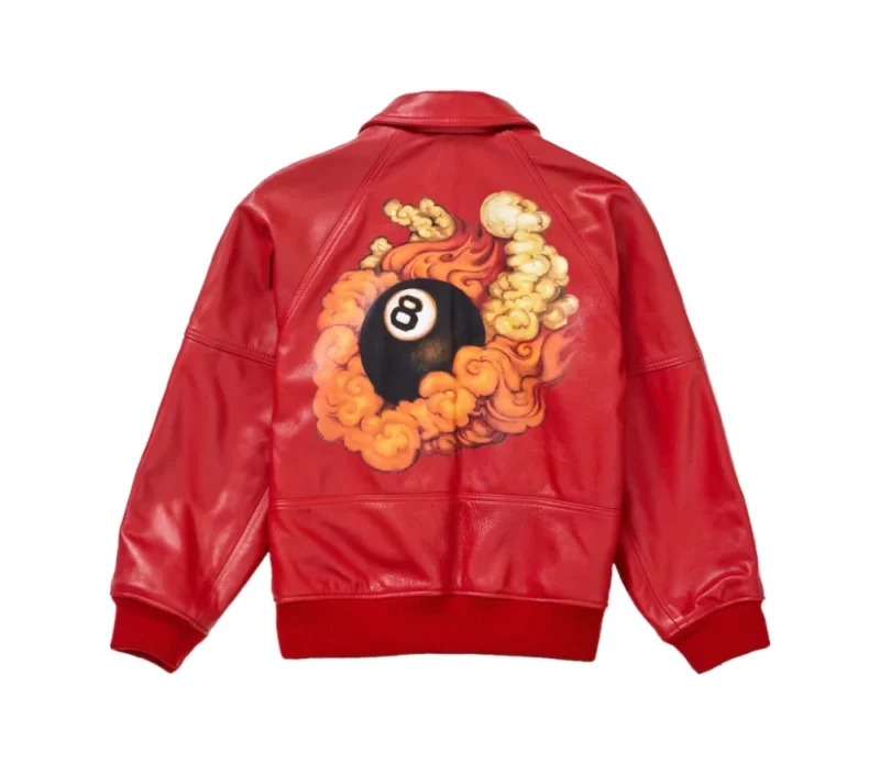 Supreme AW19 Martin Wong Red 8 Ball Leather Jacket - Image 2