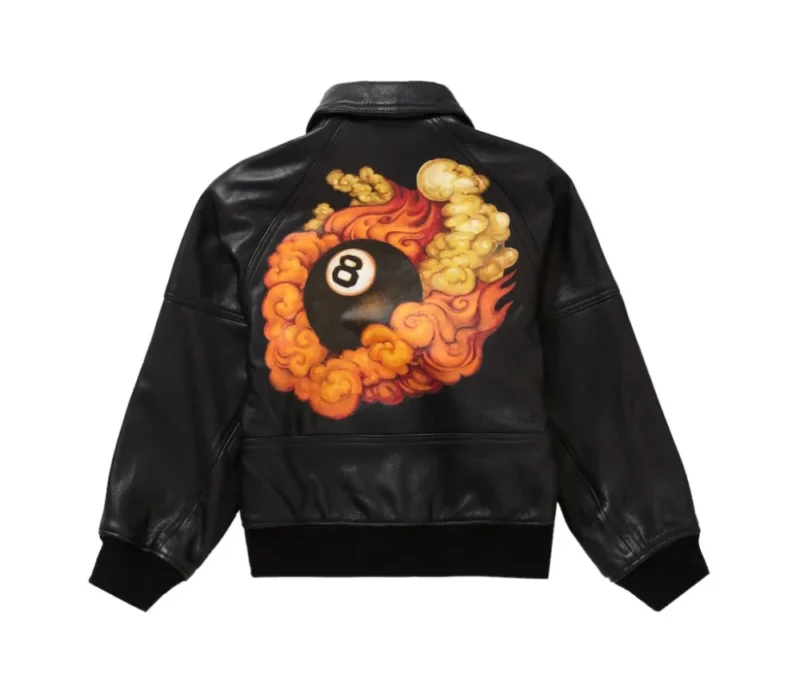 Supreme AW19 Martin Wong Black 8 Ball Leather Jacket - Image 2