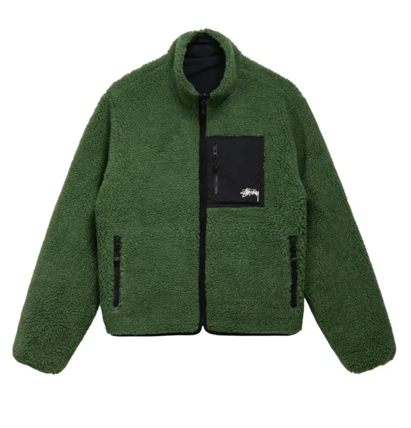 Stussy 8 Ball Sherpa Reversible Jacket ‘Green’