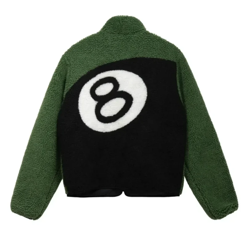 Stussy 8 Ball Sherpa Reversible Jacket ‘Green’ - Image 2