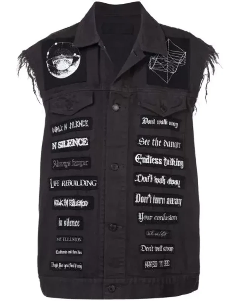 Juice World Black Denim Vest With Studs - Image 2