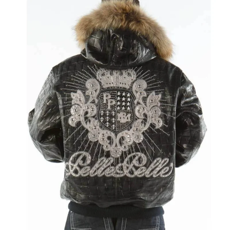 Pelle Pelle Crest Fur Hood Full Black Grain Leather Jacket - Image 2