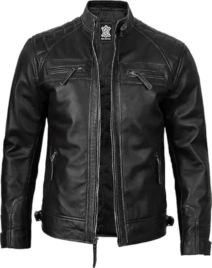 Leather Jacket Men - Real Lambskin Cafe Racer Biker Style Casual Leather Jackets For Mens - Image 5