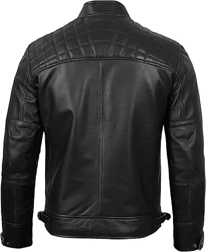 Leather Jacket Men - Real Lambskin Cafe Racer Biker Style Casual Leather Jackets For Mens - Image 6