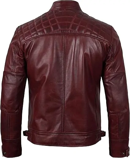 Leather Jacket Men - Real Lambskin Cafe Racer Biker Style Casual Leather Jackets For Mens - Image 2