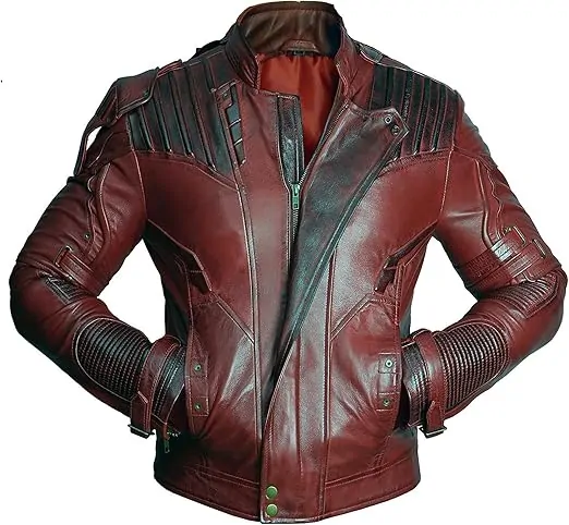 Mens Guardians Distressed Red Maroon Leather Jacket