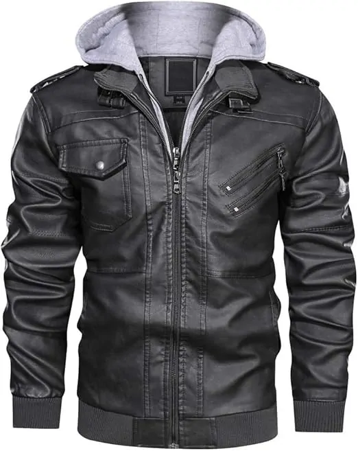 CRYSULLY Men's Leather Jacket-Fall Winter