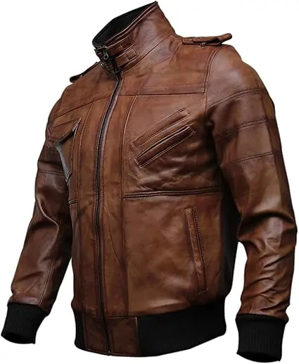 Mens Genuine Black Hooded Bomber Leather Jacket - Image 4