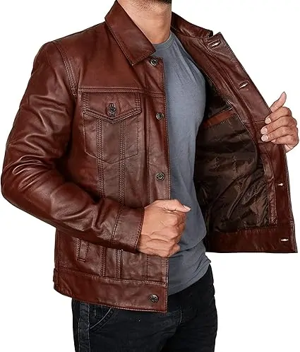 Vintage Style Trucker Jacket Men - Image 3