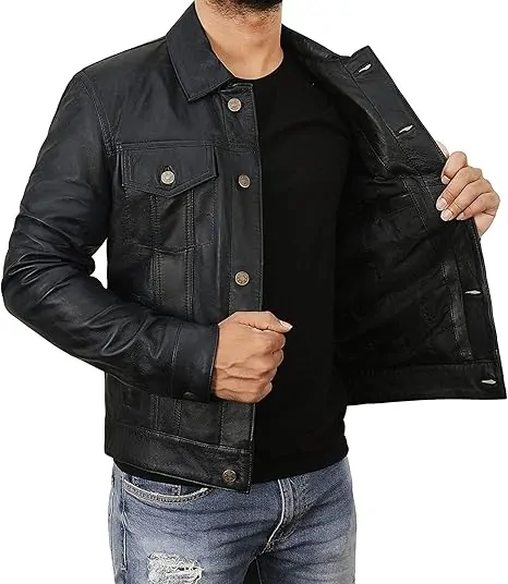 Vintage Style Trucker Jacket Men - Image 4