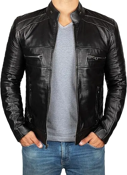 Real Leather Jacket Men - Motorcycle Black and Brown Leather Jacket