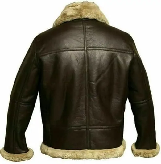 Shearling Sheepskin Leather Bomber Jacket For Men - Image 2